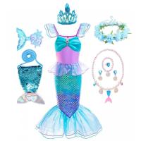 AmyStylish Niñas Princesa Sirena Ariel Cosplay Halloween Fiesta de Cumpleaños Verano Playa Vacaciones Vestido - details 38