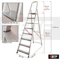 Escalera Tijera Plegable - 8 Peldaños en Aluminio - Escaleras Plegables Aluminio - Hecho en Europa - Portátil y Plegable. BTF.TJL108 - details 1