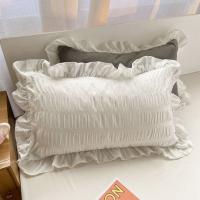 Funda de almohada con volantes de Color caramelo Simple, funda de almohada de princesa de estilo nórdico suave, toalla de almohada cómoda de 48x74cm para dormitorio de niñas, 2 uds. - details 4
