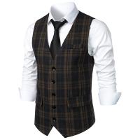 Chaleco de traje formal para hombre, chaleco de tweed con cuello en V, chalecos de traje de vestir para negocios para boda - details 4