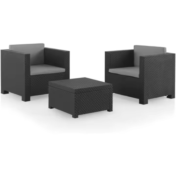 Mesa y silla de balcón juego de 3 piezas, dos sillones y una mesa de centro - 1