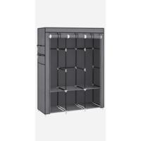 SONGMICS Armario de tela, armario portátil con barras para colgar, perchero, plegable, guardarropa, para dormitorio, estudio, 140 x 43 x 174 cm, gris RYG02GY - details 10
