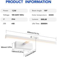 Lámpara LED de 24W Luz Natural de 5500K para Espejos Montada en la Pared Negro 80CM - details 45