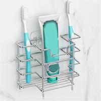 Soporte de cepillo de dientes montado en la pared para baño, 3 ranuras, organizador de accesorios de baño de acero inoxidable para espacios pequeños-A - details 1