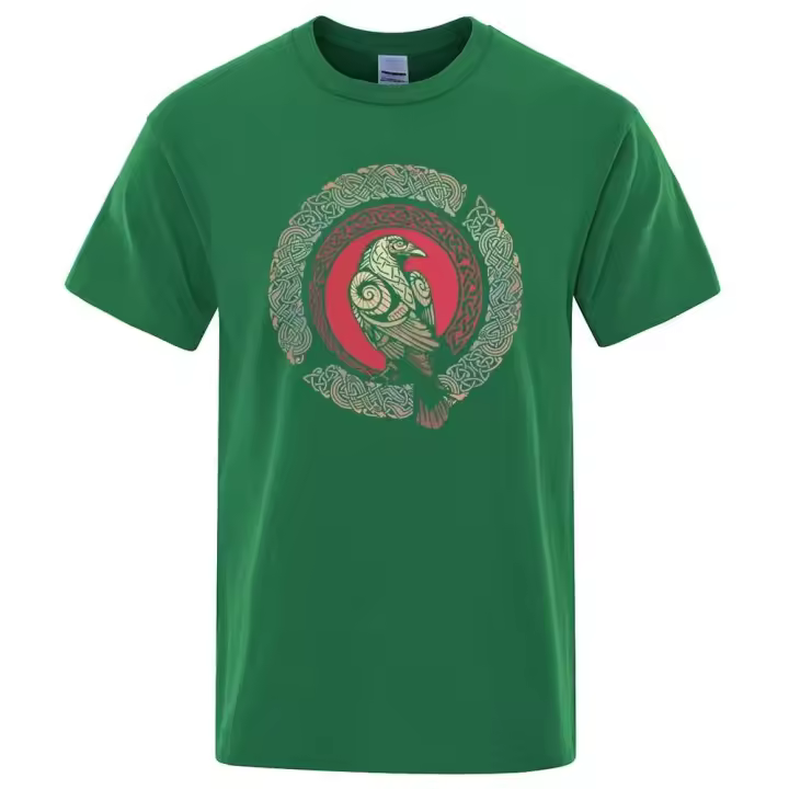 Camiseta de manga corta para hombre, camisa con estampado Ragnar King Viking Crow, estilo hip-hop informal, ropa de verano, cómoda y - 1