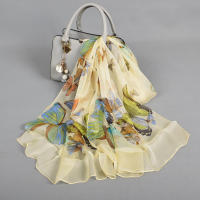 BYSIFA Pañuelo de Seda de Morera 100% Diseño Elegante de Mariposa Ideal para Primavera/Verano - details 4