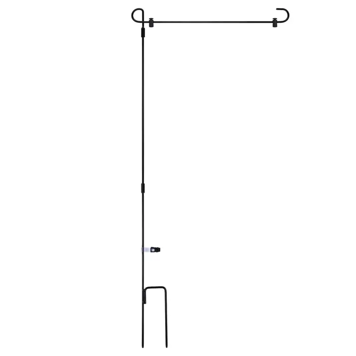 Soporte de bandera de jardín, soporte de Metal para asta de bandera de jardín con tapón de bandera de jardín, Clip antiviento para bandera decorativa de patio al aire libre - 1