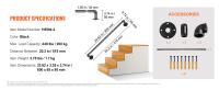 SucceBuy Pasamanos de Escalera de Tubo, Pasamanos Industrial de Acero al Carbono con Capacidad de Carga de 440 Libras con Soporte de Montaje en Pared, Barandillas de Esquina Redonda para Uso en Interiores y Exteriores - details 5