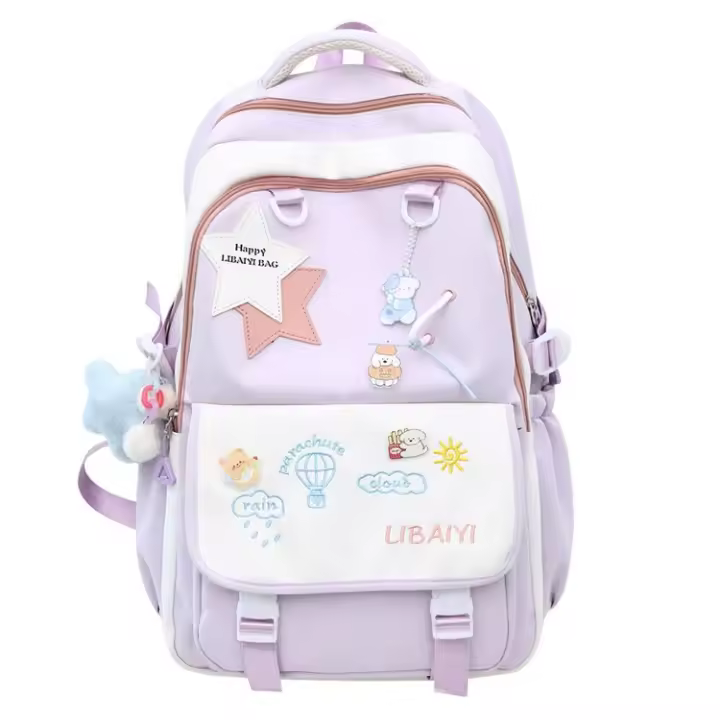 Mochila Escolar de Nylon Contraste de Colores Vibrantes Ideal para Viajes y Estudios Universitarios - 1