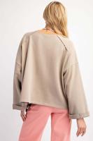 Sudadera Básica de Manga Larga para Mujer Cuello Redondo, Ajuste Suelto, Estilo Floral, Adecuada para Jóvenes - details 9