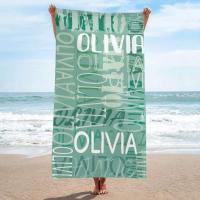 Toalla de playa personalizada para piscina, diseño de fuente multicolor, baño personalizado, con nombre exterior, cumpleaños - details 4