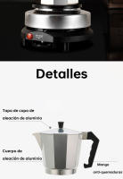 Cafetera Espresso, Cafetera de Aluminio de 9 Tazas, Plateada, Inducción: Diseño clásico y elegante, duradera y fácil de usar. - details 6