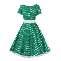 Vestido de Verano Vintage Hepburn Polka Dot de Contraste Cuello Cuadrado de los 50 Cintura Alta - details 21