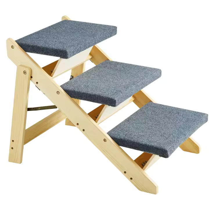 SucceBuy Escaleras para mascotas de madera/escalones para mascotas, diseño de madera plegable 2 en 1 para camas, sofás y coches. Escaleras y rampa para perros - 1