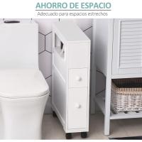 Ruedas Estrecho 2 Cajones y Estante Almacenamiento Carga 20 kg 16x52x71,5 cm Blanco - details 4