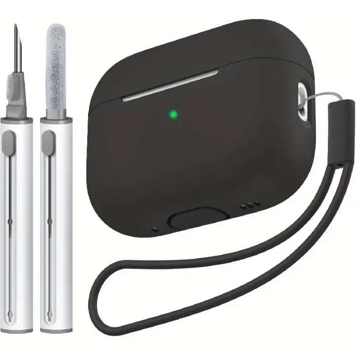 Funda de Silicona para AirPods Pro 2 Cubierta Protectora Suave con LED Visible Kit de Limpieza - 1