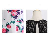 Lace patchwork summer women a line elegant vintage party dress with belt - details 53