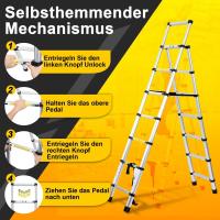 Escalera Telescópica de Aluminio de 5m Portátil, Desmontable, Antideslizante, Extensible, Multiusos, Carga de 150kg Mejoras del Hogar y Herramientas - details 19