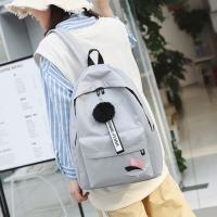 Mochila de gran capacidad con hojas impresas, mochila de lona de Color sólido con hojas impresas, mochila portátil con cremallera de estilo universitario - details 1