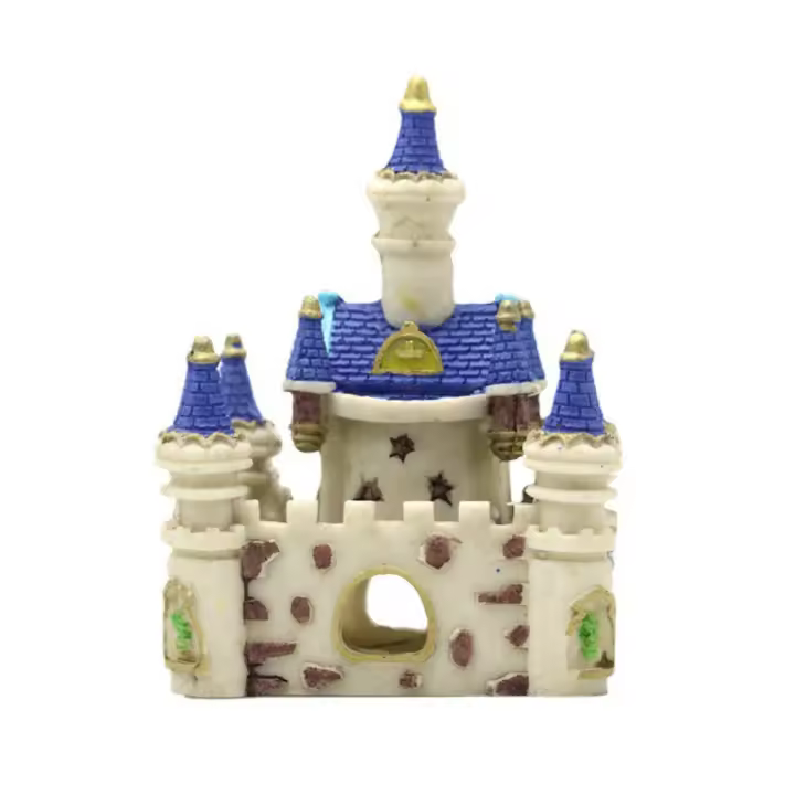 Casa de Castillo de peces decorativa creativa, simulación de resina, cueva para esconder peces, adornos de torre de Castillo de dibujos animados, tanque de peces - 1