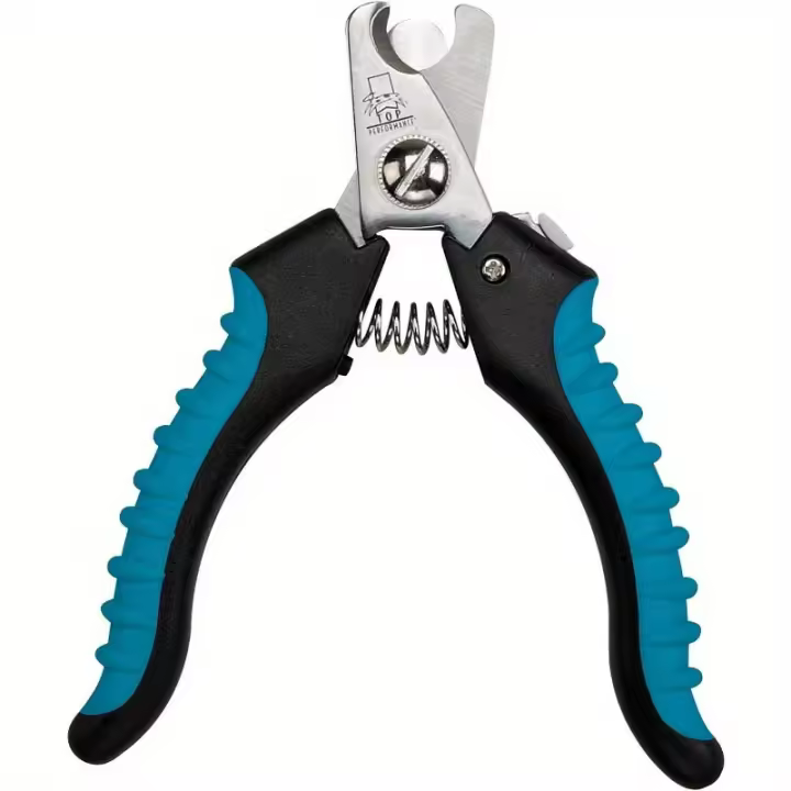 Cortauñas profesional para mascotas de alta resistencia con agarre ergonómico - Pequeño (para gatos, perros pequeños) - Cuchillas de acero endurecido, protector de seguridad - Base antideslizante - Aseo profesional y doméstico - Diseño negro y verde azula - 1