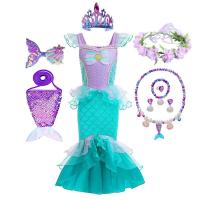 AmyStylish Niñas Princesa Sirena Ariel Cosplay Halloween Fiesta de Cumpleaños Verano Playa Vacaciones Vestido - details 19