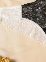 Una sola pieza, elegante encaje negro y rojo sexy de dos tonos de ropa interior para mujeres, con una entrepierna cómoda y transpirable. - details 7