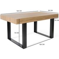 Mesa de comedor extensible rectangular para 6-10 personas, madera y negro, 160-200 cm - details 17