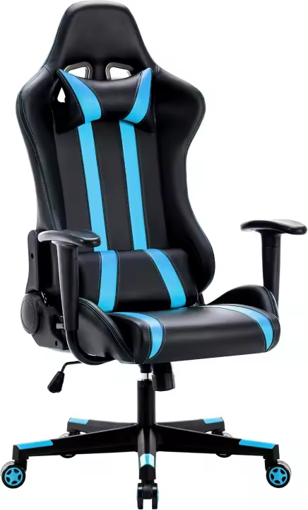 Silla Gamer Ergonómica Rotativa de Escritorio Soporte de Cabeza y Cojín Lumbar Para Jugadores de PC - 1