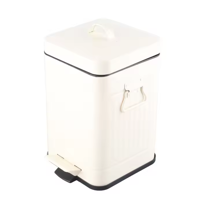 Cubo de basura Retro, ligero, de lujo, grueso, cuadrado, con tapa, para el hogar, cocina, baño, 5L, blanco, 18x18x31cm / 7,1x7,1x12,2 pulgadas - 1