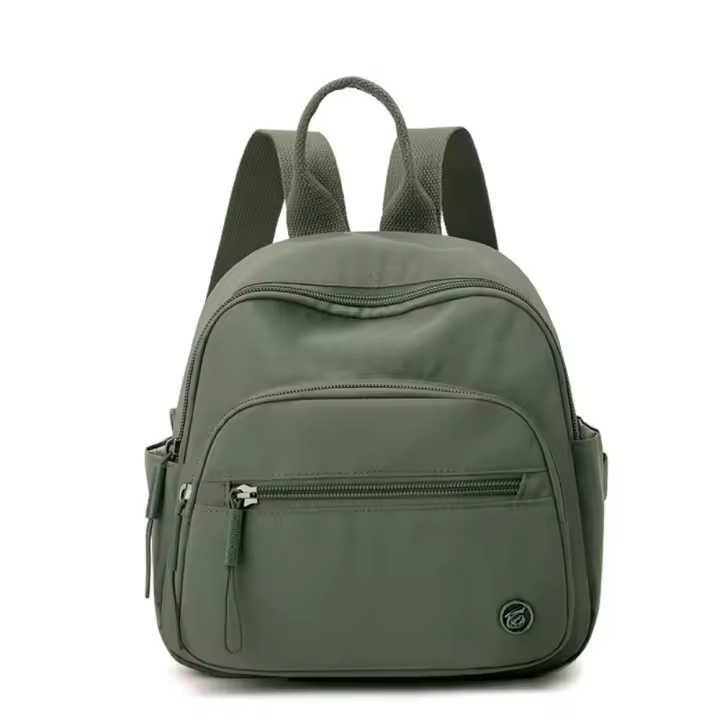 Mochila portátil de nailon para mujer, mochila informal ligera con múltiples bolsillos de Color sólido con asa a la moda - 1