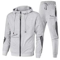 Conjunto Deportivo de Manga Larga para Hombres Chaqueta de Abrigo con Capucha de Cremallera Impresa - details 1