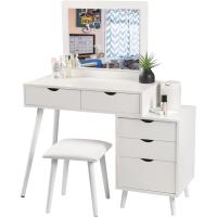 Mesa de Maquillaje con Espejo Tocador de Mesa Cosmética con 5 Cajones y Mesita de Noche - details 5