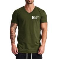 Still Willing Follow Freedom Letters Camiseta de manga corta con cuello en V para hombre, informal Camiseta deportiva ajustada de algodón, moda de verano - details 7