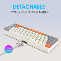 Teclado para juegos con cable USB, periférico portátil con retroiluminación RGB, color gris y Beige, para ordenadores portátiles con Windows y ordenador, 63 teclas - details 6