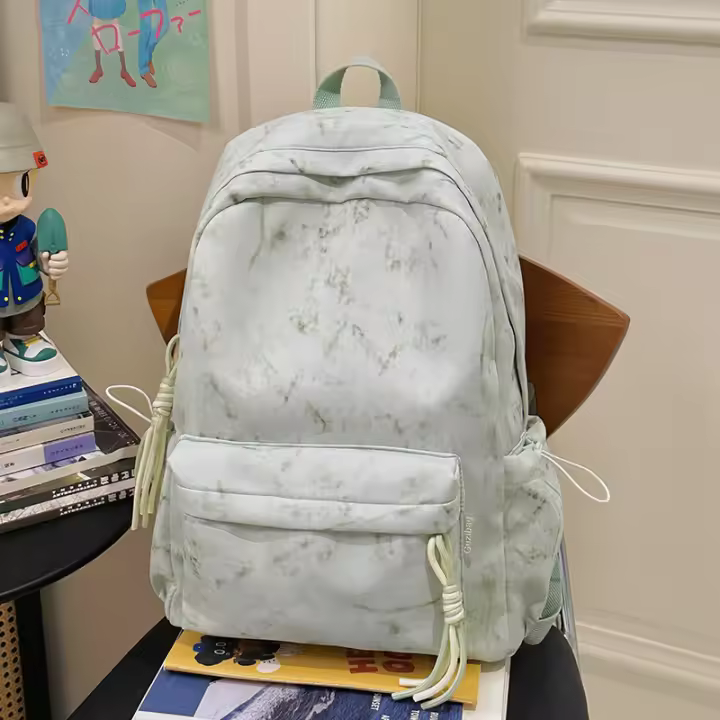 Mochila escolar de gran capacidad para estudiantes, morral informal teñido anudado para mujer, tendencia de moda, novedad de 2025 - 1