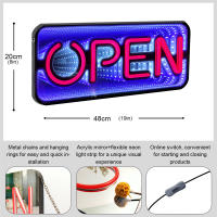 Cartel de Luz Abierto de Espejo Infinito 19x8 pulgadas, Luces LED RGB 3D para Tiendas, Restaurantes, Cafés, Salones, Ventanas de Bar Enchufe EU - details 1