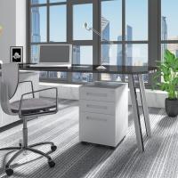 Cajonera de Oficina Armario Archivador Móvil con Cerradura, Cajonera con Ruedas para Archivos A4 Carpetas Colgantes, Mueble Archivador Metálico para Oficina, Blanco SK023ws - details 1