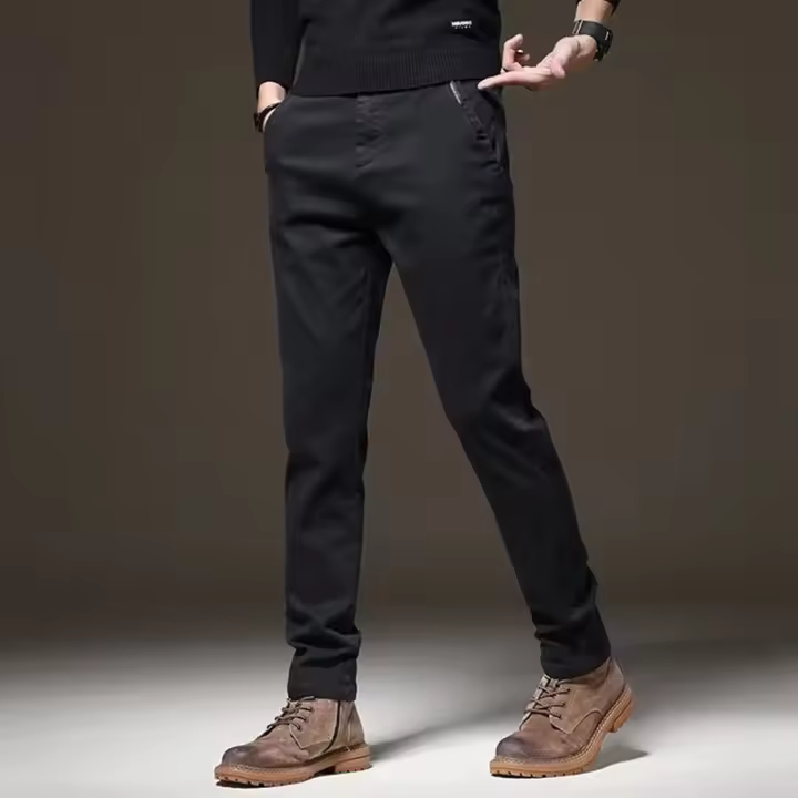 Pantalones rectos de pierna ancha para hombre, ropa de calle básica de cintura alta, invierno - 1