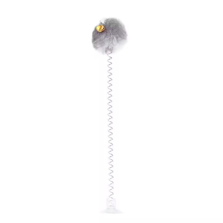 Haqi-juguete para gato con ventosa, campana de resorte, Bola de piel, columpio, juguete para gato, estable - 1