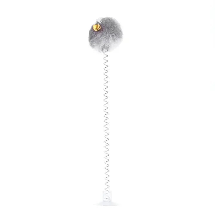 Haqi-juguete para gato con ventosa, campana de resorte, Bola de piel, columpio, juguete para gato, estable - 1
