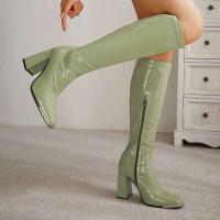 Invierno cálido y Sexy estilo de niña hasta la rodilla plataforma de piel de oveja tacón grueso vestido de noche fiesta botas de nieve largas Mujer - details 0