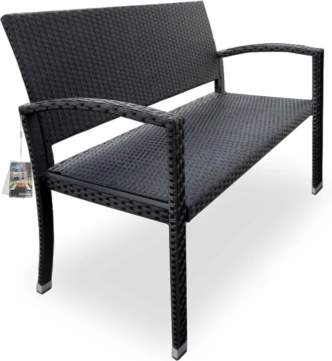 Mueble de Terraza Exterior Terraza 2 Sillas Poliratán Resistente a la Intemperie 320Kg Negro - 1