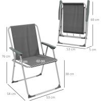 4 Sillas Camping Plegables Sillas Plegables Jardín Exterior Acolchadas en Tela Oxford con Marco Acero y Reposabrazos Carga 120 kg para Terraza Playa 53x54x76 cm Gris - details 2