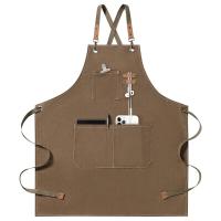 Delantal de carpintería para hombres, mandil de lona gruesa, impermeable, resistente a las manchas con bolsillos, delantal de cocina, delantal de trabajo de pintura - details 3