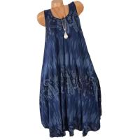 Vestido sin mangas holgado de verano para mujer, sin mangas, con cuello redondo y encaje estampado ral elegante - details 6