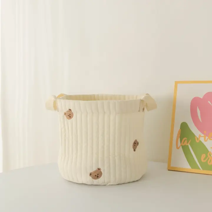 Cesta de ropa sucia plegable, Cubo de almacenamiento de tela de lino y algodón japonés, impermeable, para juguetes - 1