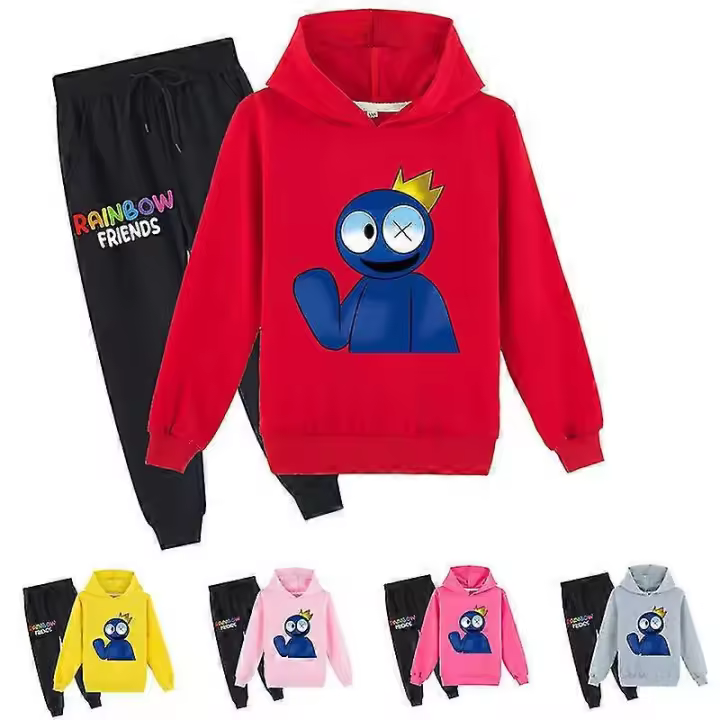 Nuevo traje de sudadera con capucha y pantalones con estampado de dibujos animados para niños BSSM - 1