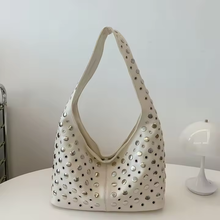 Bolso Punk para Mujer Diseño de Remache con Puntos Gran Capacidad Cierre de Snap Manija Fuerte - 1