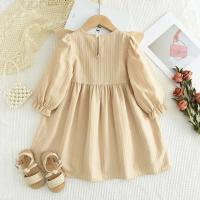 Vestido liso informal de otoño, vestidos plisados ​​de manga larga para niñas, ropa rosa, nueva ropa de moda para niños - details 6